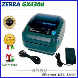Zebra GX430d Direct Thermal Barcode Label Printer Ethernet USB Serial TESTED