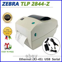 Zebra TLP 2844-Z Thermal Transfer Label Printer USB Ethernet with AC Adapter